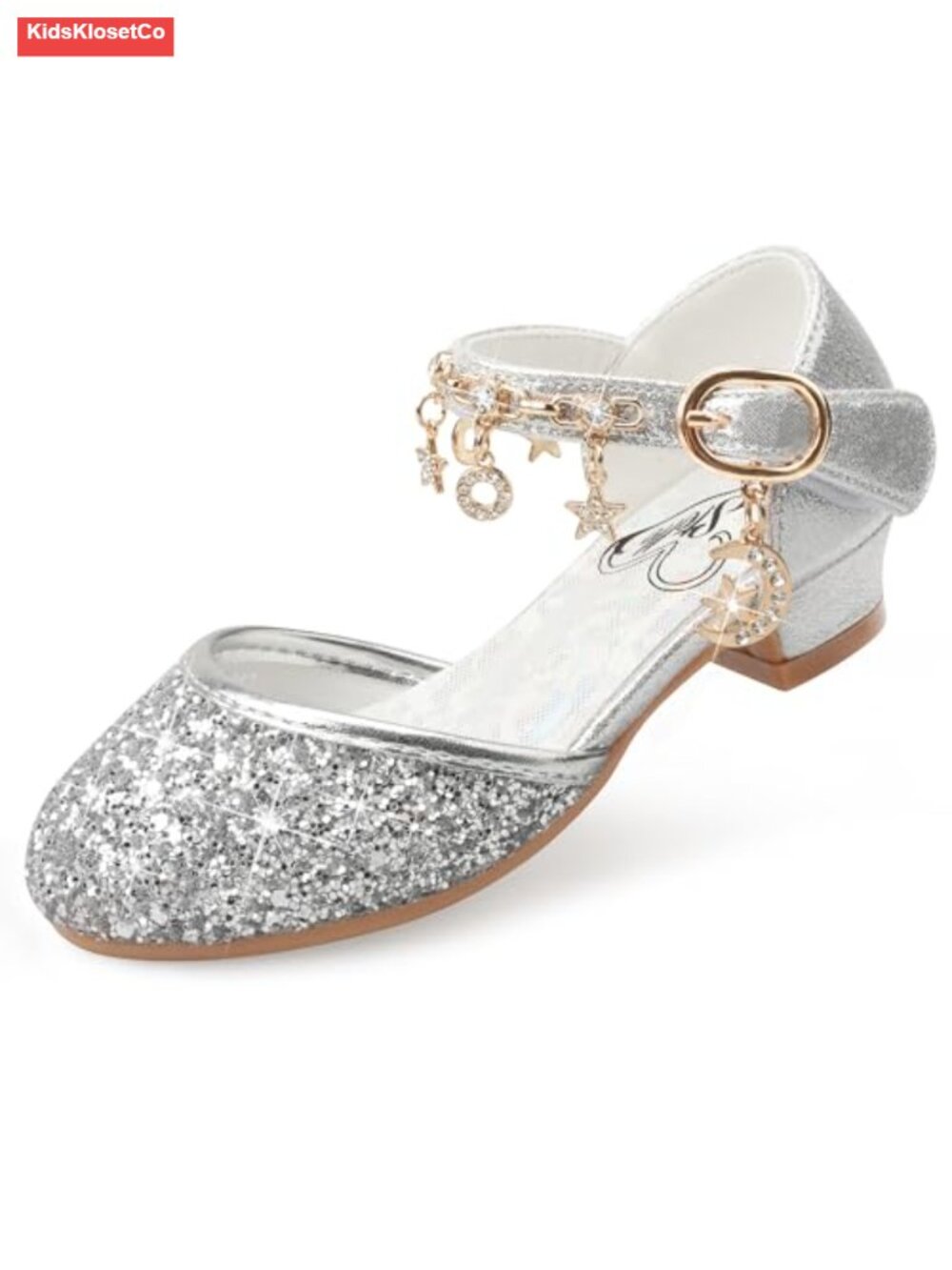 Girls Glitter Charm Dress Shoes Sequins Princess Heels for Party